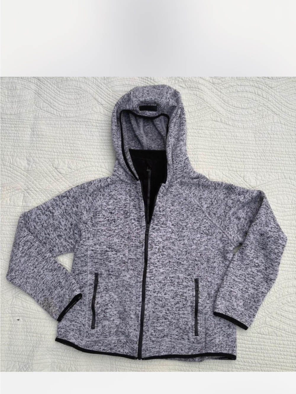 Calvin Klein Heather Gray Hooded Full-Zip Jacket